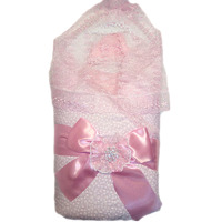 "МоёДитё" комплект на выписку нарядный для новорождённых из 6 предметов розовый 122Б-2С (весна-осень)  "Вербена"