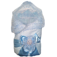 "МоёДитё" комплект на выписку нарядный для новорождённых из 6 предметов голубой 122Б-2С (весна-осень)  "Вербена"