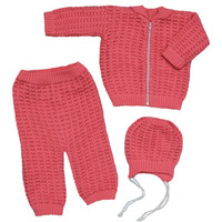 "МоёДитё" костюм из 3-х предметов двойной ажур "Лея" розовый "Лотос"
