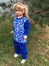 "МоёДитё" костюм домашний футер с начёсом "Снежинки" ПЖ156 синий "Магнолия"